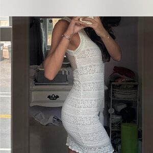 Kimchi Blue White Sheath Midi Dress Scoop Neck Sleeveless